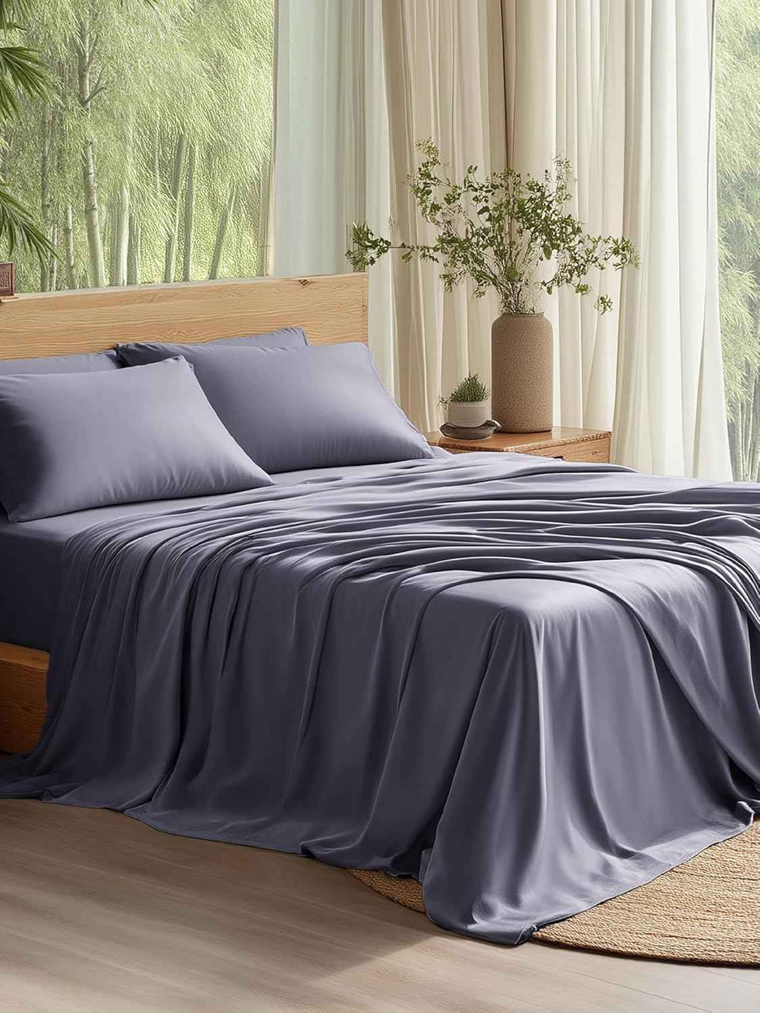 Bedsure PureWoven 100% Rayon Derived from Bamboo, Queen Sheets, 4 Pieces