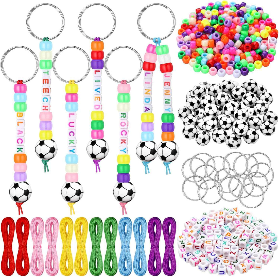 Landical 564 Pcs Soccer Keychain Making Kit DIY Name Bead Craft Fun Color