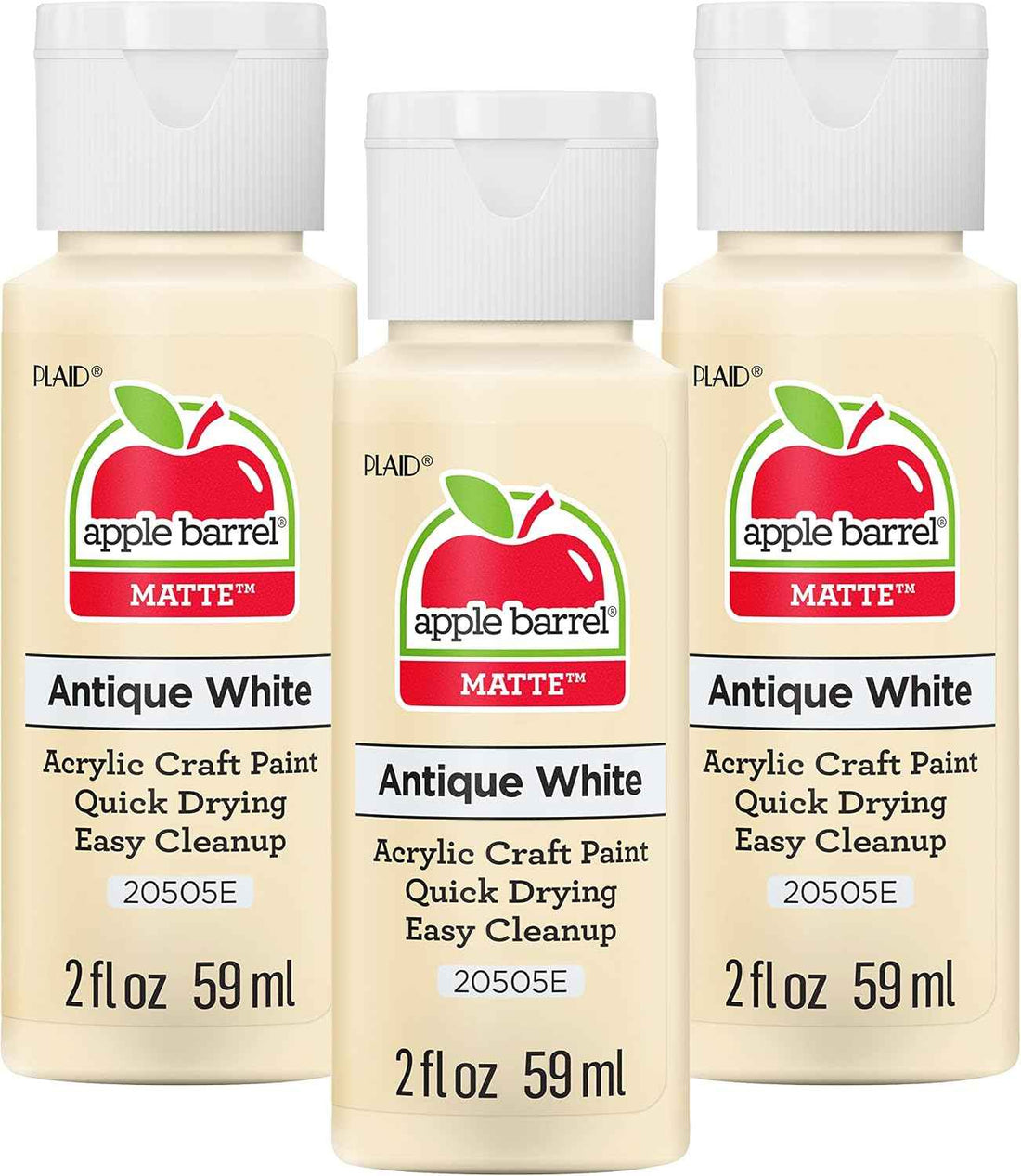 Apple Barrel Acrylic Paint, Antique White (Pack of 3) 2 oz, 20505EA