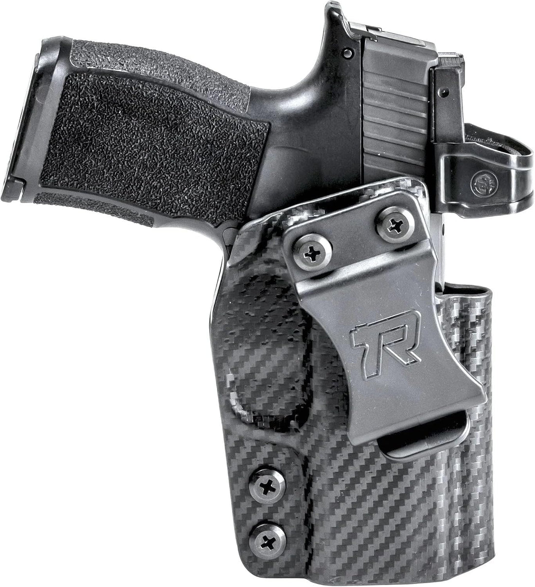 Rounded IWB Holster - Inside Waistband Concealed Carry, American Made, Concealment Express, Carbon Fiber Black Kydex, Optics Ready, Fits: