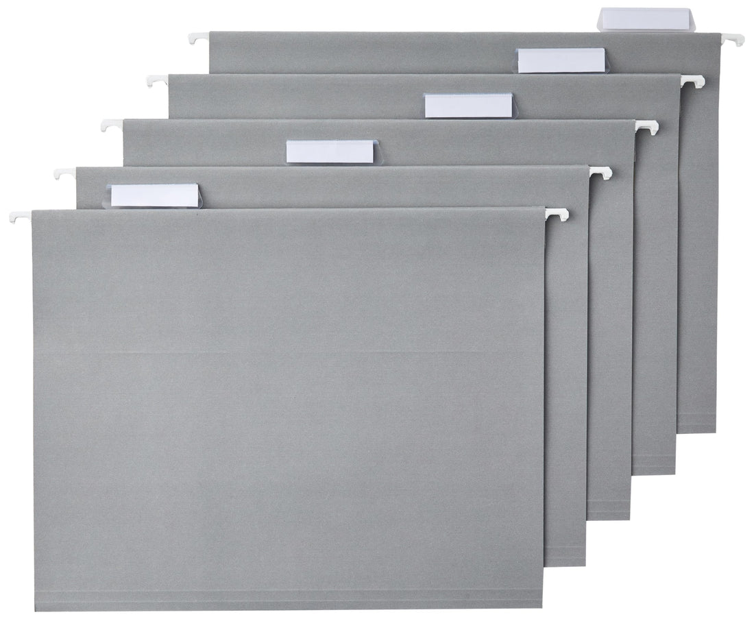 Amazon Basics Sturdy Hanging File Folders, Letter Size, Gray, 25-Pack Office Product by Amazon Basics