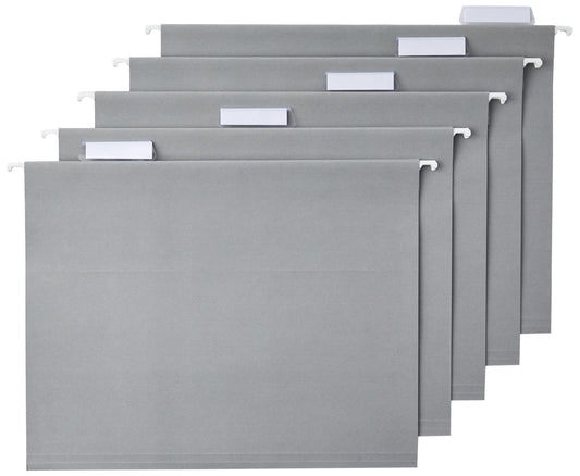 Amazon Basics Sturdy Hanging File Folders, Letter Size, Gray, 25-Pack Office Product by Amazon Basics