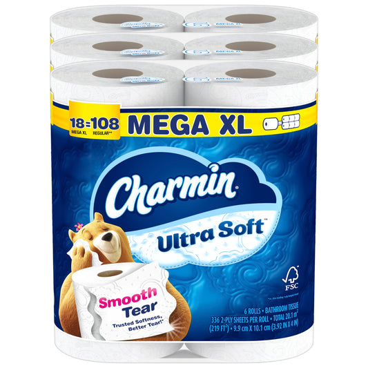 Charmin Ultra Soft Toilet Paper, 18 Mega XL Rolls = 108 Regular Rolls Drugstore by Charmin
