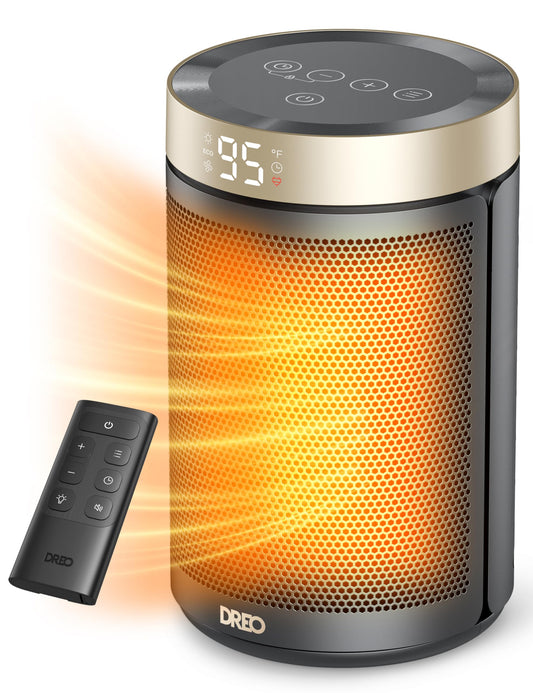 Dreo Space Heater, Portable Electric Heaters for Indoor Use with Thermostat and Remote, 2024 Upgraded, Digital Display, 12H
