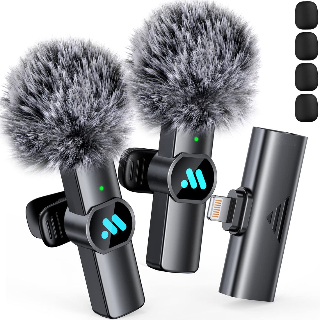 Leettus 2pcs Lavalier Wireless Microphone for iPhone iPad, Wireless Microphone for Video Recording, Game Live Streaming,