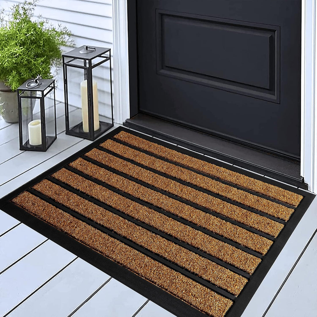 ubdyo Extra Durable Door Mat - Dirt Trapping Outdoor Welcome Mats - Non-Slip Outdoor Door Mats - Low Profile Front Door Mat - Indoor (30" x 17", Bright Brown) - PCTechSupply.com