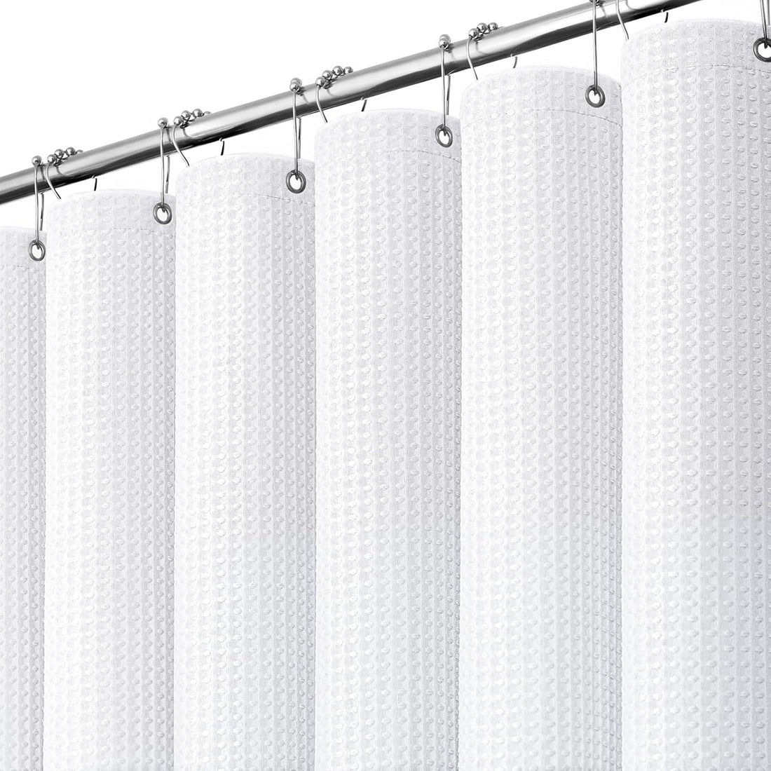 Dynamene Waffle Shower Curtain 256 GSM Heavy Duty Fabric 72"x72" White