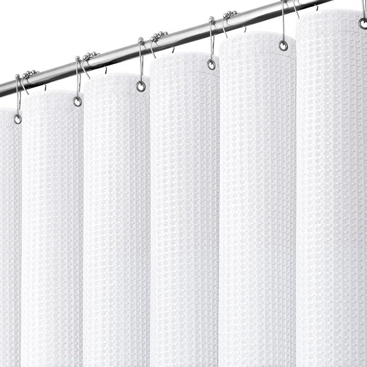 Dynamene Waffle Shower Curtain 256 GSM Heavy Duty Fabric 72"x72" White