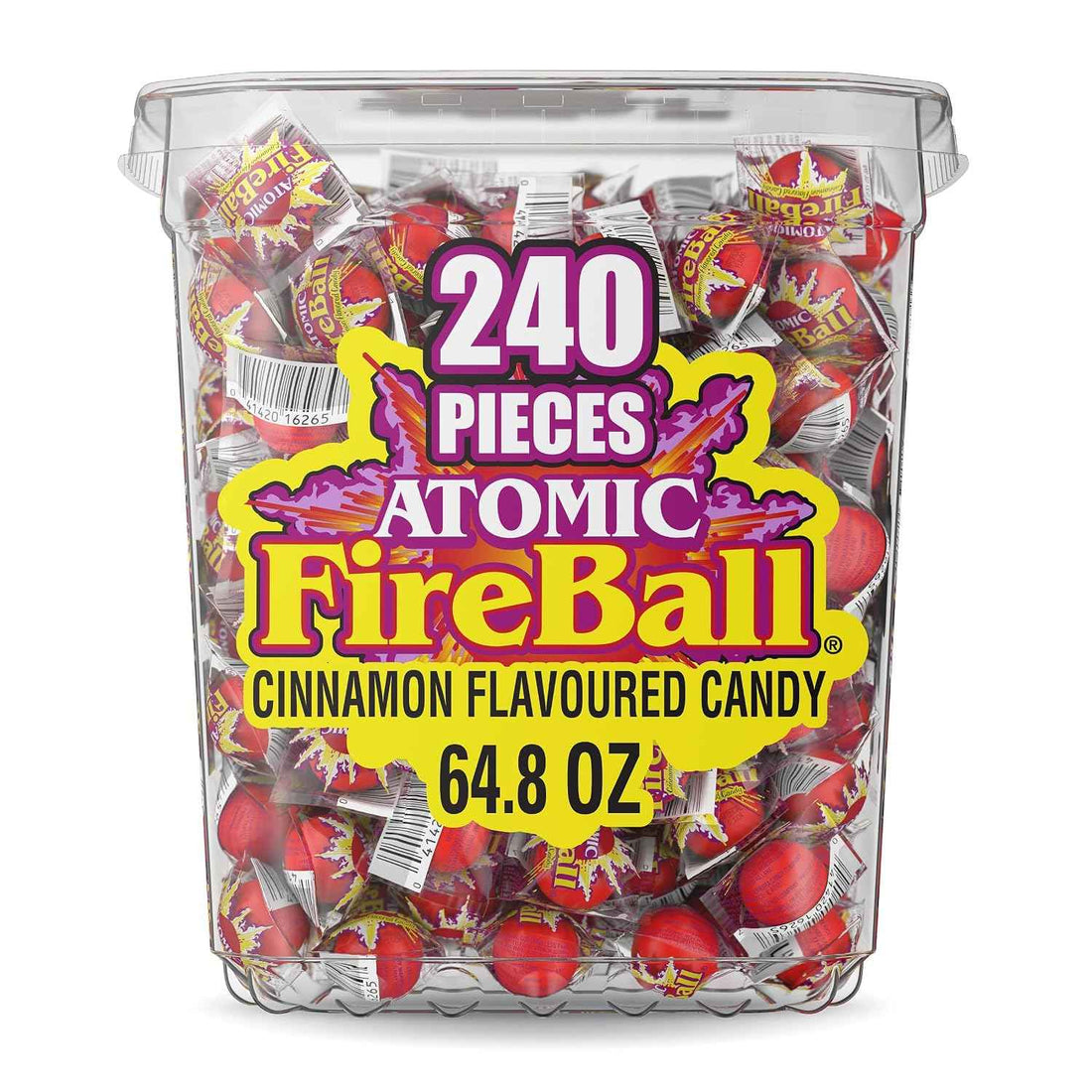 Wonka Atomic Fireball, Candy, Cinnamon Flavor, Individually Wrapped, 7.5 g (240 ct) | Intense cinnamon heat, iconic red fireball, individually wrapped, bulk tub, party bowls, office candy, sharing