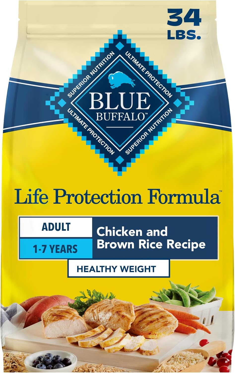 Blue Buffalo Life Protection Formula Healthy Weight Chicken Dog Food, 34 lb
