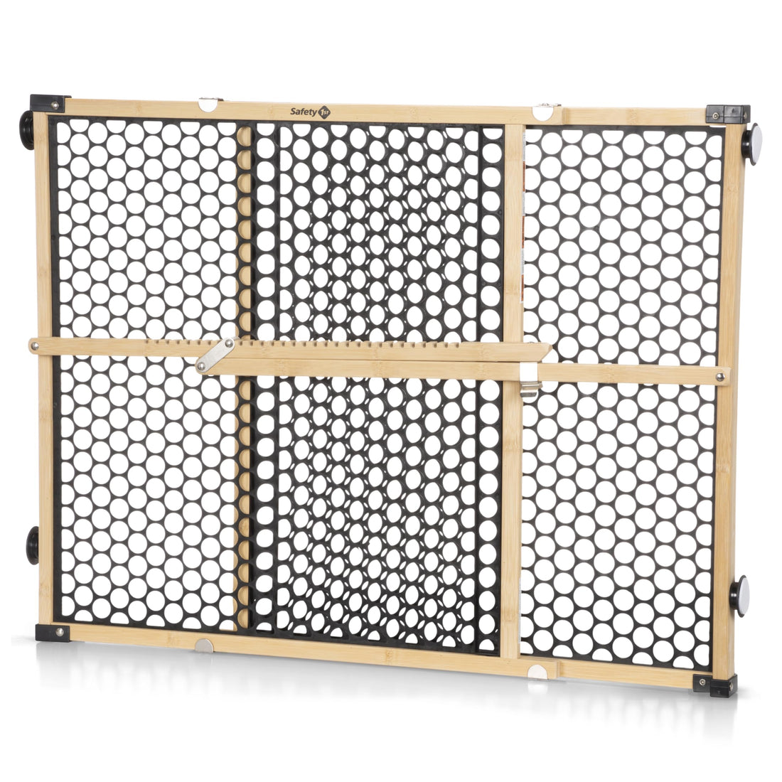 Safety 1st Bamboo Baby Gate for Doorways, No Drill Gate with Door, Dog Gates, Fits 28"-42", 24" High, Bamboo and Black Baby