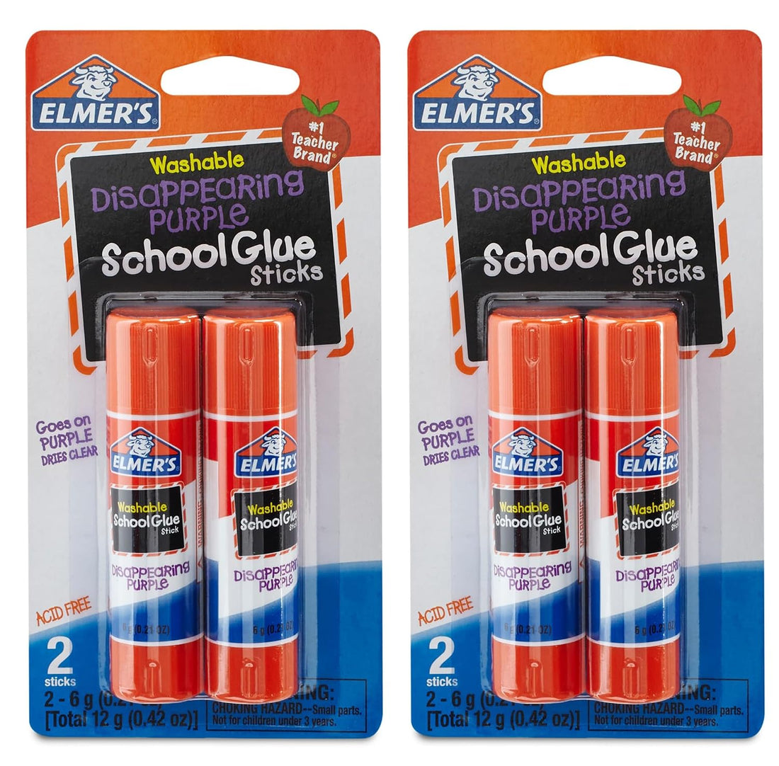 Elmer's Disappearing Purple School Glue Sticks, 0.21 oz, 4 Count