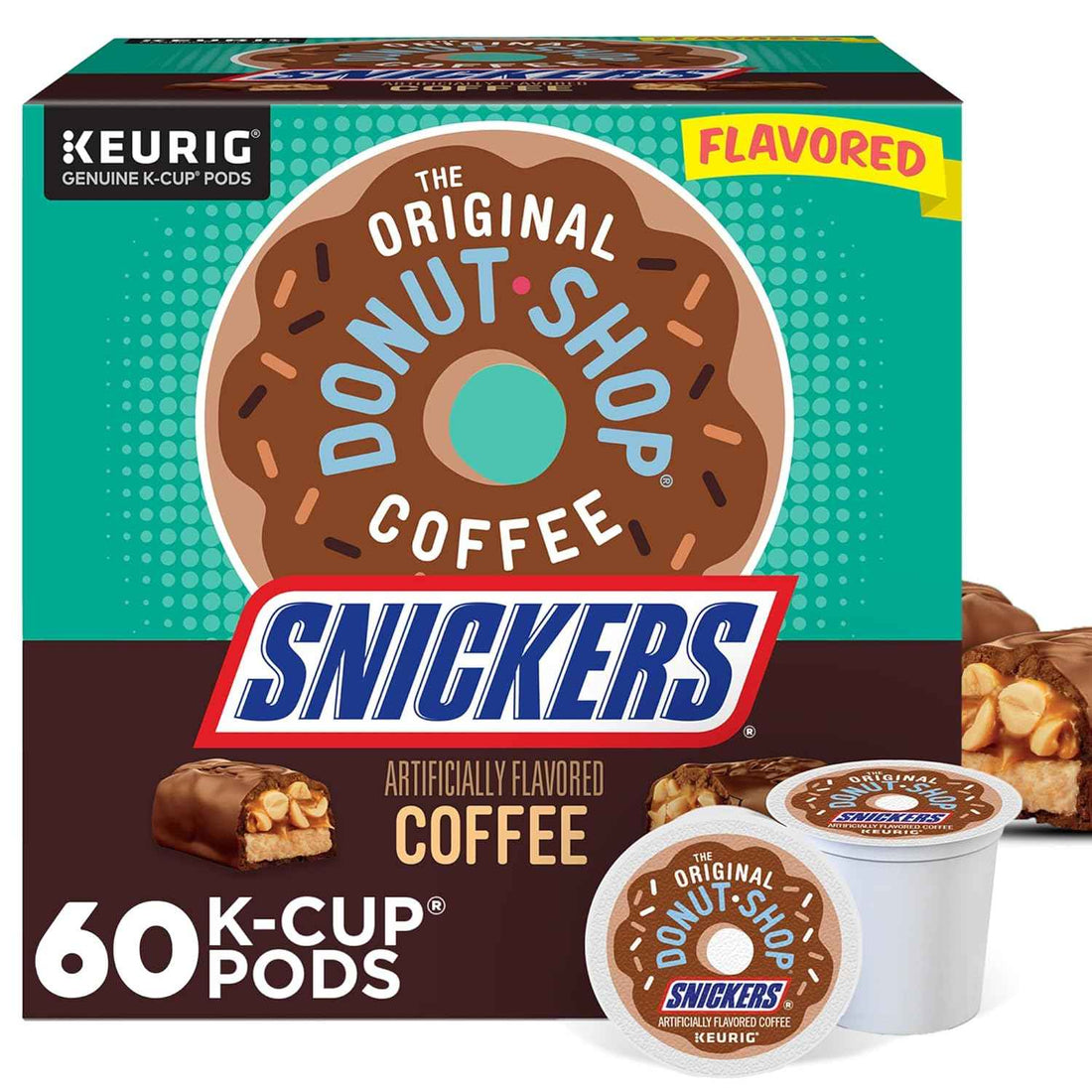 The Original Donut Shop Snickers Coffee, Keurig Single Serve K-Cup Pods, Flavored Coffee, 60 Count, (6 Packs of 10)