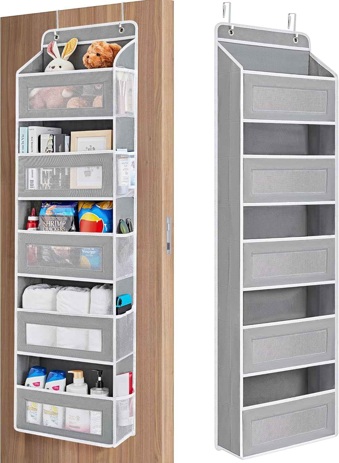 JARLINK Over the Door Organizer for Bedroom, Pantry, Bathroom, 5 Shelf Grey