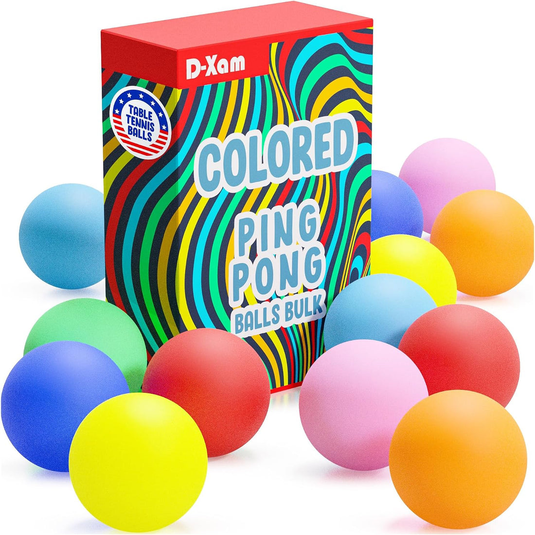 D-Xam Colored Ping Pong Balls Table Tennis Ball for Games Arts Pong Balls Pack of 50, 30 and More for Party Pets School Activities Christmas Halloween Must Have for Teachers Kids Teens Adults