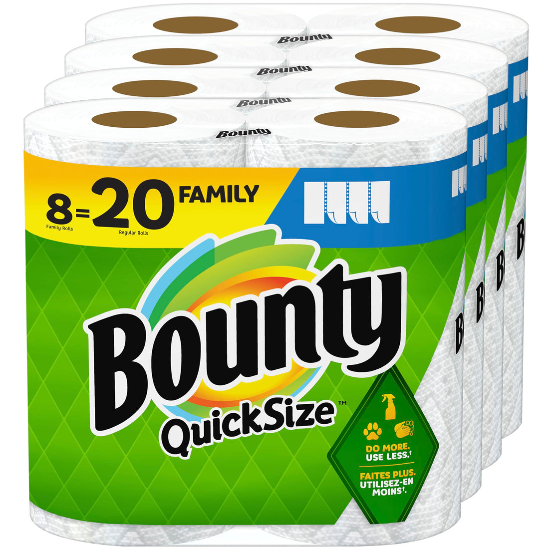 Bounty Quick Size Paper Towels, White, 8 Family Rolls = 20 Regular Rolls - PCTechSupply.com