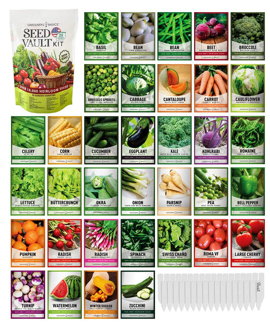 Survival Vegetable Seeds Garden Kit Over 16,000 Seeds Non-GMO and Heirloom, Great for Emergency Bugout Survival Gear 35