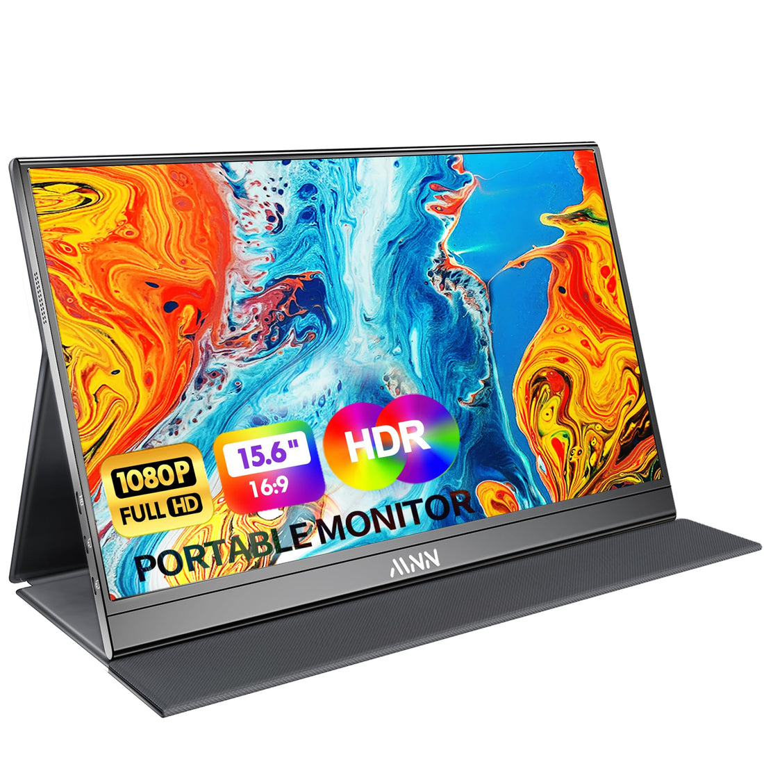 MNN Portable Monitor 15.6inch FHD 1080P USB C HDMI Gaming Ultra-Slim IPS Display w/Smart Cover & Speakers,HDR Plug&Play,