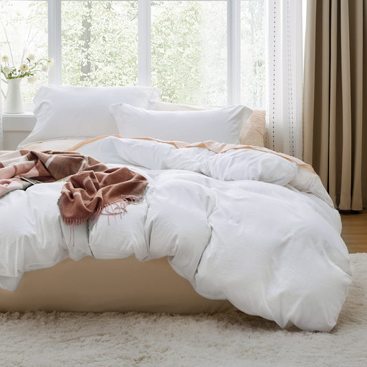 Bedsure White Duvet Cover Queen Size - Soft Prewashed Queen Duvet Cover Set, 3 Pieces, 1 Duvet Cover 90x90 Inches with