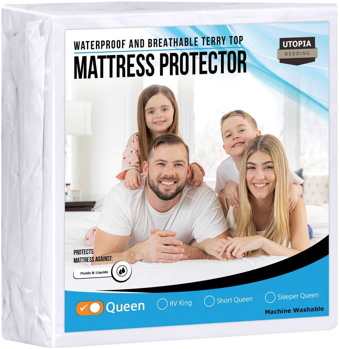 Utopia Bedding Waterproof Mattress Protector Queen Size, Premium Terry Mattress Cover 200 GSM, Breathable, Fitted Style with Stretchable Pockets (White) - PCTechSupply.com