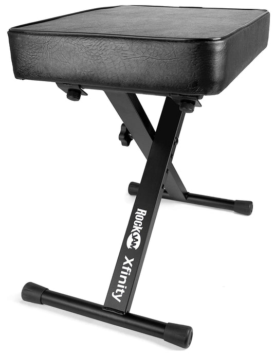 RockJam KB100 Adjustable Padded Keyboard Bench, X-Style, Black - PCTechSupply.com