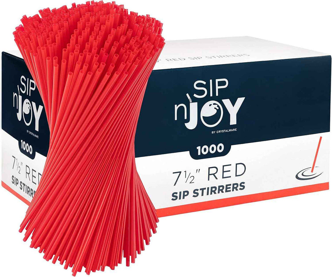 Crystalware Plastic Sip Stirrers 7 1/2 Inch 1000/box, Red