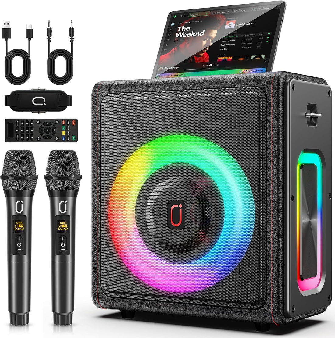 Karaoke Machine for Adults with 2 Wireless Microphones, 200W PA System