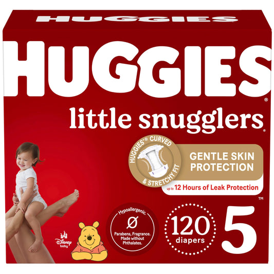 Huggies Size 5 Diapers, Little Snugglers Baby Diapers, Size 5 (27+ lbs), 120 Ct (2 packs of 60) - PCTechSupply.com