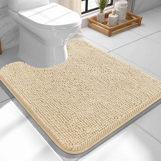 OLANLY Toilet Rugs U-Shaped 24x24, Soft Absorbent Chenille Contour Rugs