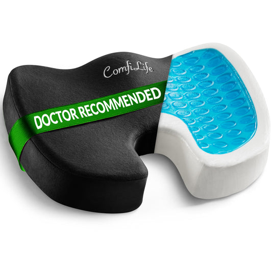 ComfiLife Gel Enhanced Seat Cushion – Office Chair Cushion – Non-Slip Gel & Memory Foam Coccyx Cushion for Tailbone Pain -