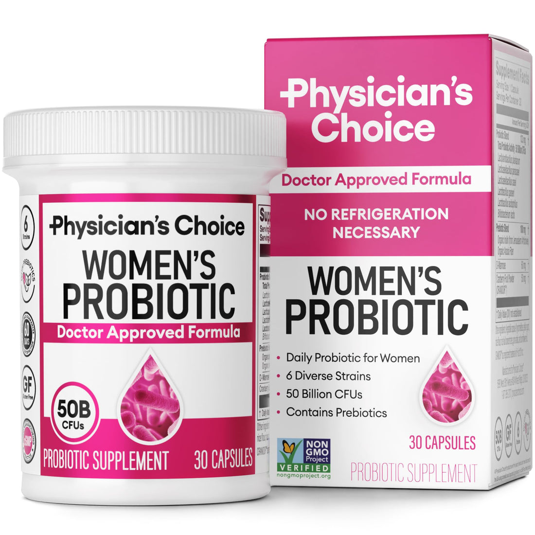 Physician's CHOICE Probiotics for Women - PH Balance, Digestive, UT, & Feminine Health - 50 Billion CFU - 6 Unique Strains for Her - Organic Prebiotics, Cranberry Extract+ - Women Probiotic - 30 CT - PCTechSupply.com