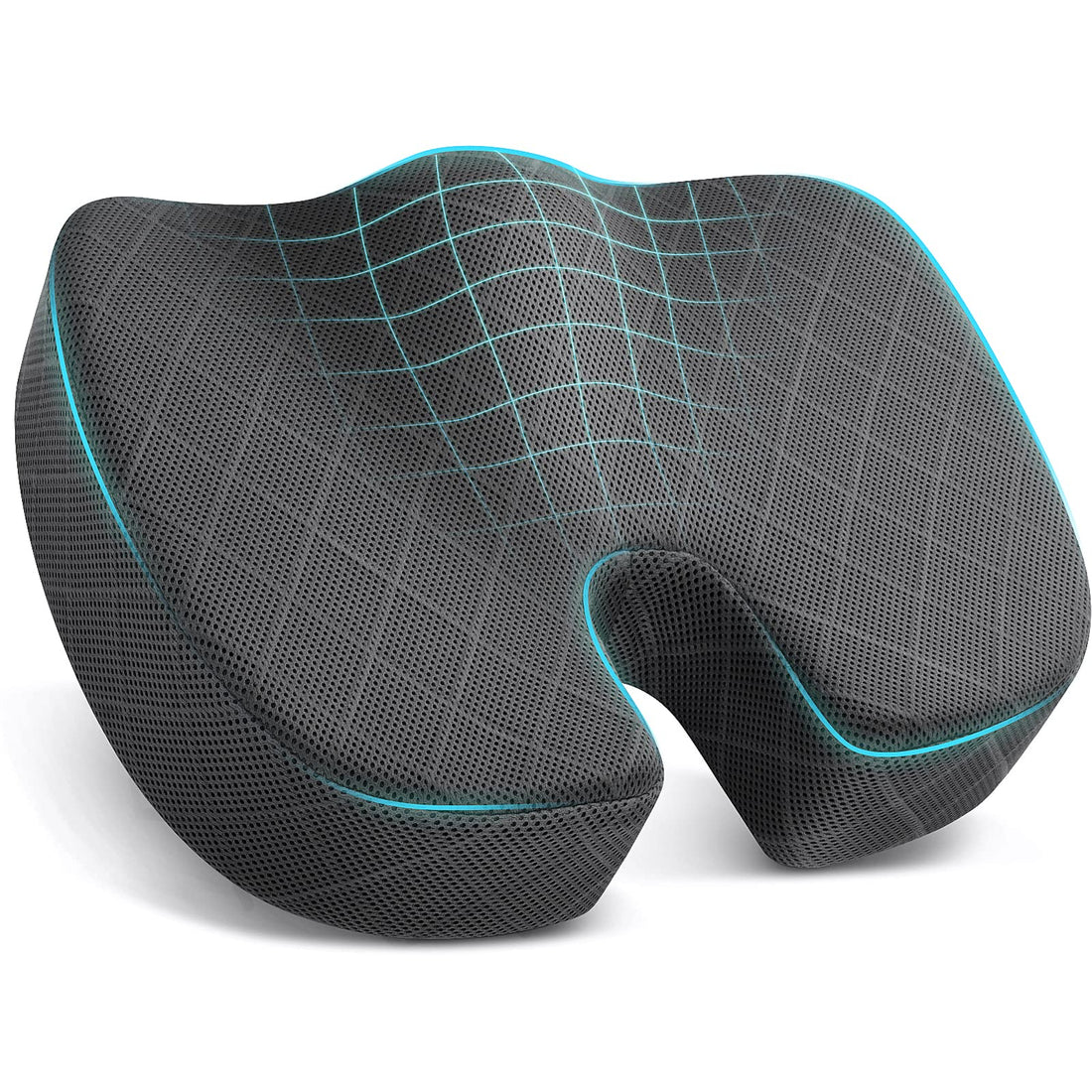 TushGuard Seat Cushion - Memory Foam Cushion for Office Chair, Car Seat, Airplane, Bleacher - Sciatica & Hip & Coccyx Pain