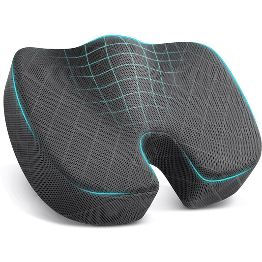 TushGuard Seat Cushion - Memory Foam Cushion for Office Chair, Car Seat, Airplane, Bleacher - Sciatica & Hip & Coccyx Pain