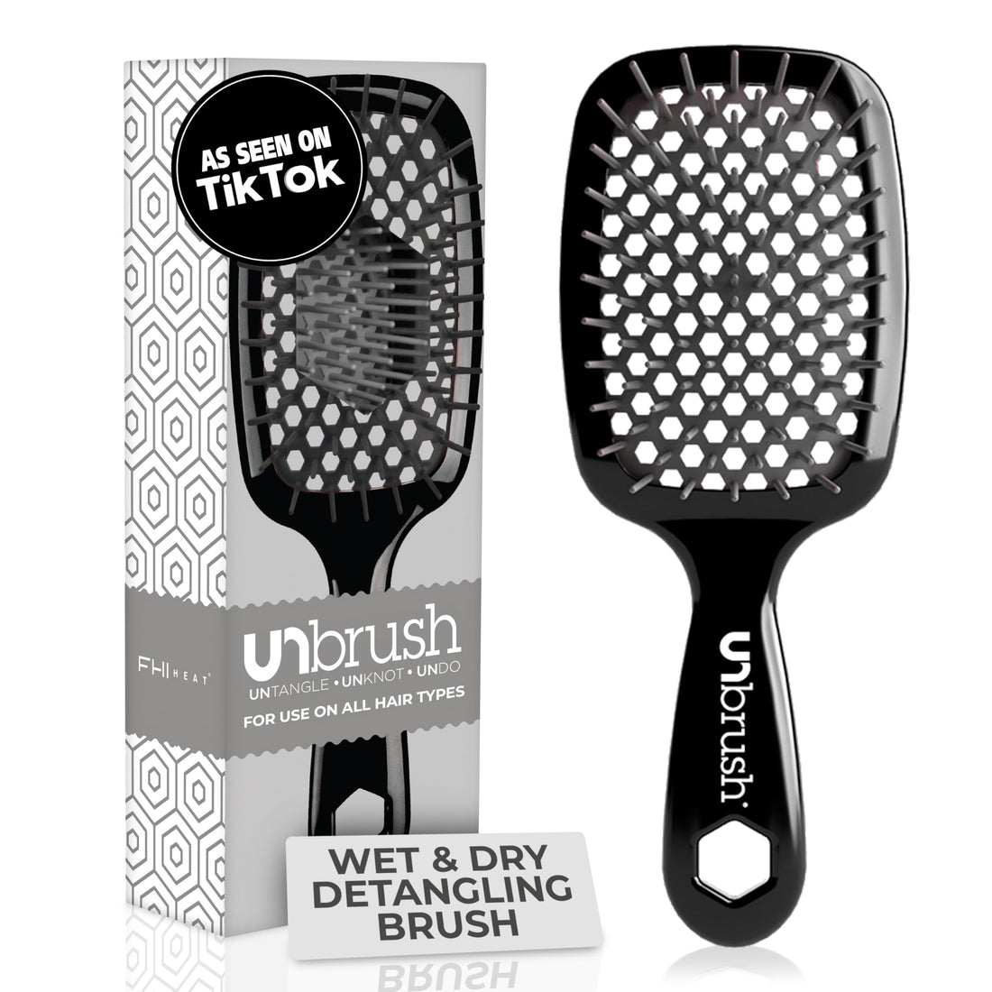 FHI Heat UNbrush Detangling Brush for Pain-Free Brushing on All Wet or Dry Hair Types — Durable DuoFlex Anti-Static Bristles, Lightweight Handle, Vented Hair Brush, Grey - PCTechSupply.com