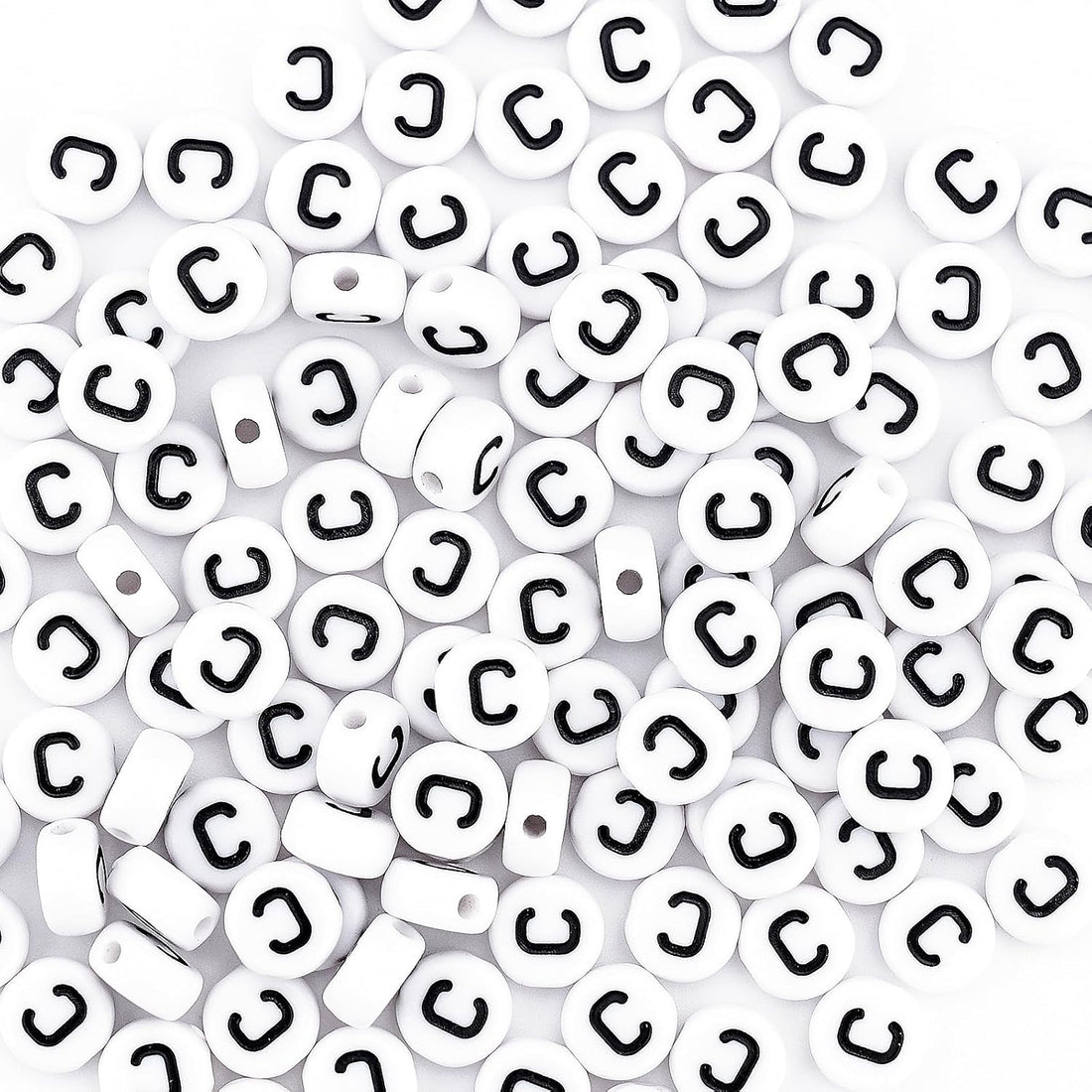 300Pcs Round Bulk Letter Beads for Charms Bracelets Making 4X7mm Individual White Alphabet Beads C