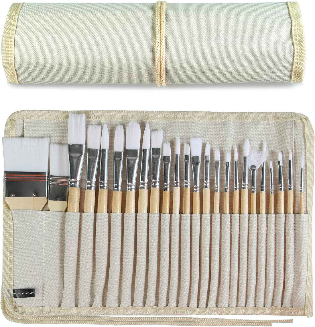 Paint Brushes Set of 24 Pieces with Canvas Brush Case