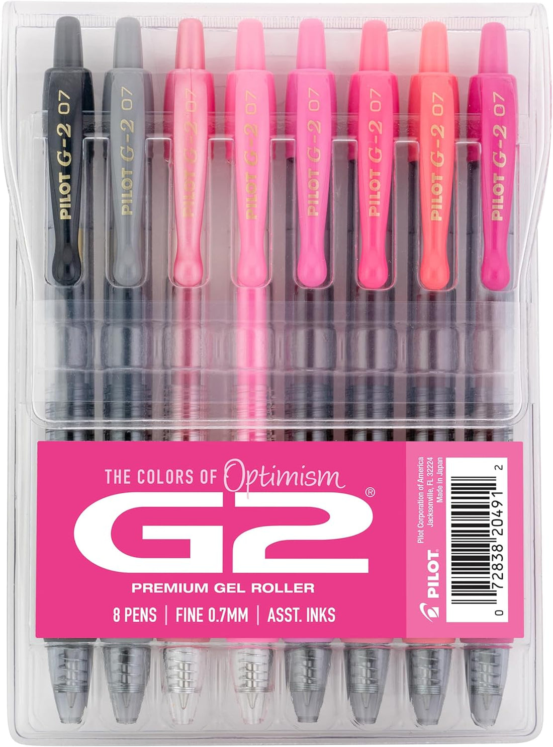 PILOT, G2 Boost Pink Pack, 8 Pack Pouch, Assorted