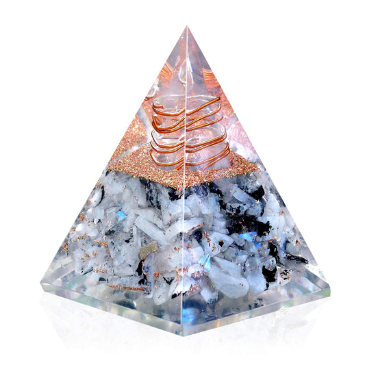 Ever Vibes New Inspirational Orgonite Pyramid for Positivity | Rainbow Moonstone Orgone Pyramid for Strength – Meditation -