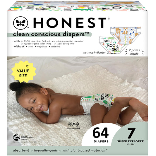 The Honest Company Clean Conscious Diapers | Plant-Based, Sustainable | Barnyard Babies + It’s A Pawty | Super Club Box,
