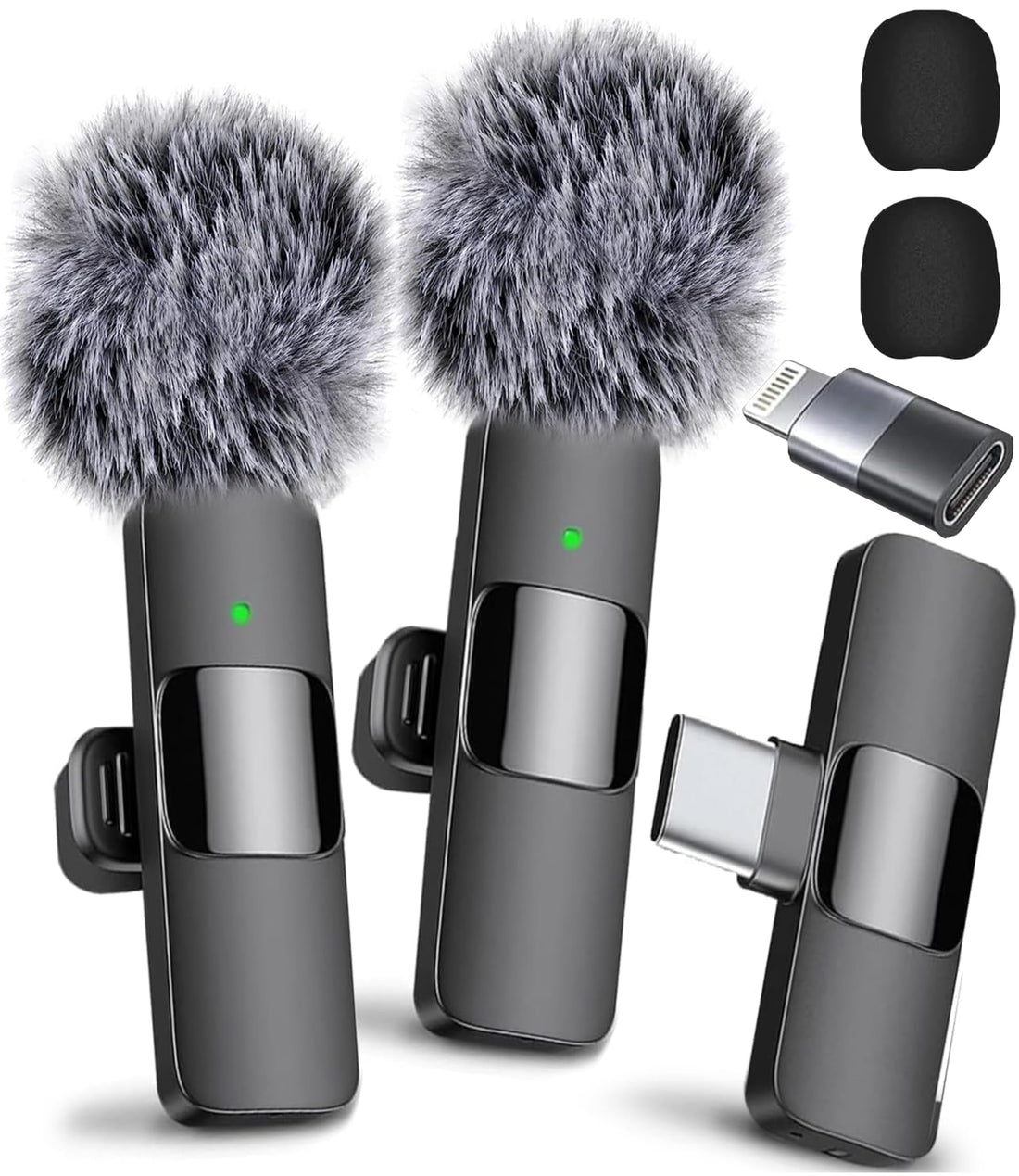 Mini Mic Pro Wireless Microphone for iPhone, iPad, Android, Lavalier Microphone for Video Recording - 2 Pack iPhone Mic