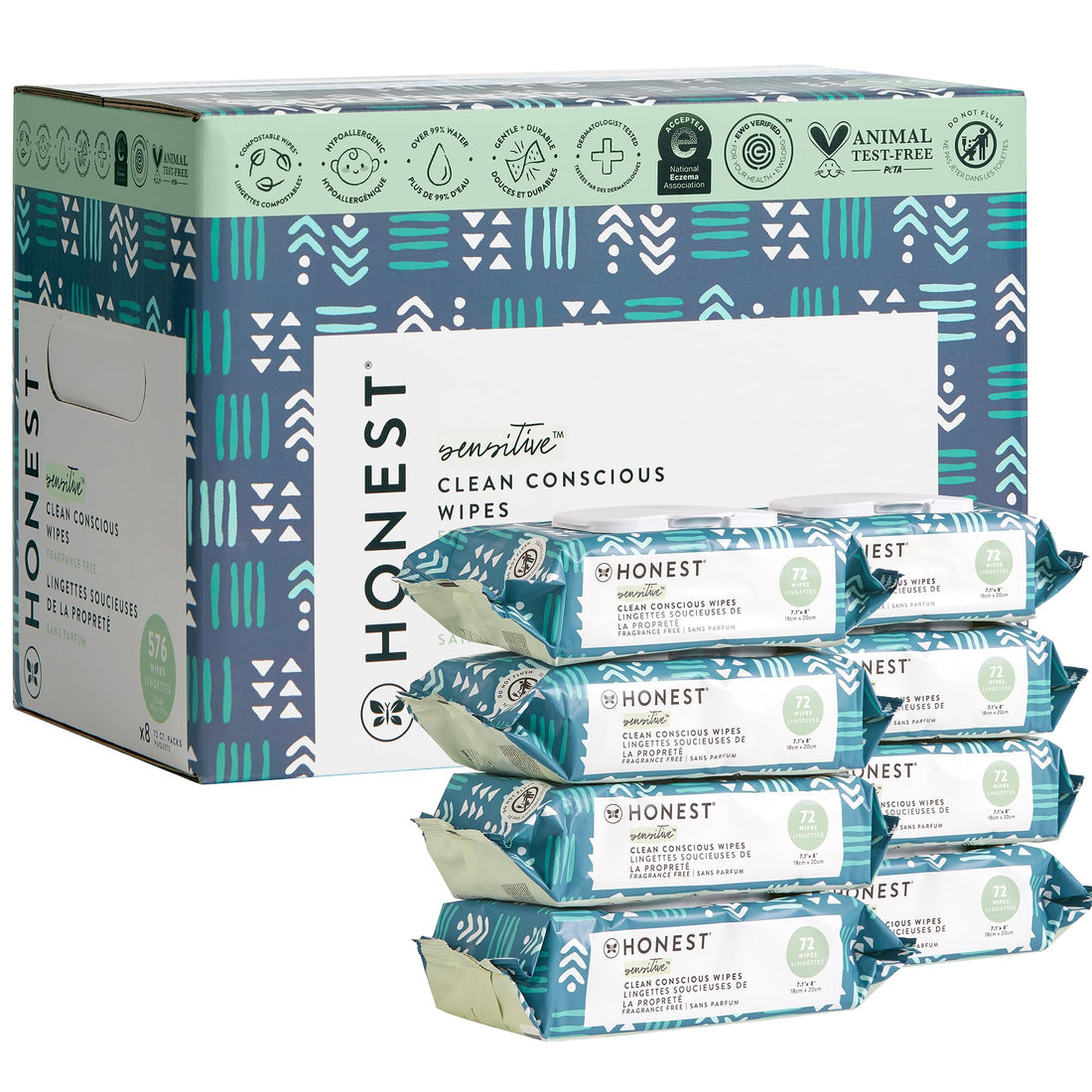 The Honest Company Clean Conscious Unscented Wipes | Over 99% Water, Compostable, Plant-Based, Baby Wipes | Hypoallergenic