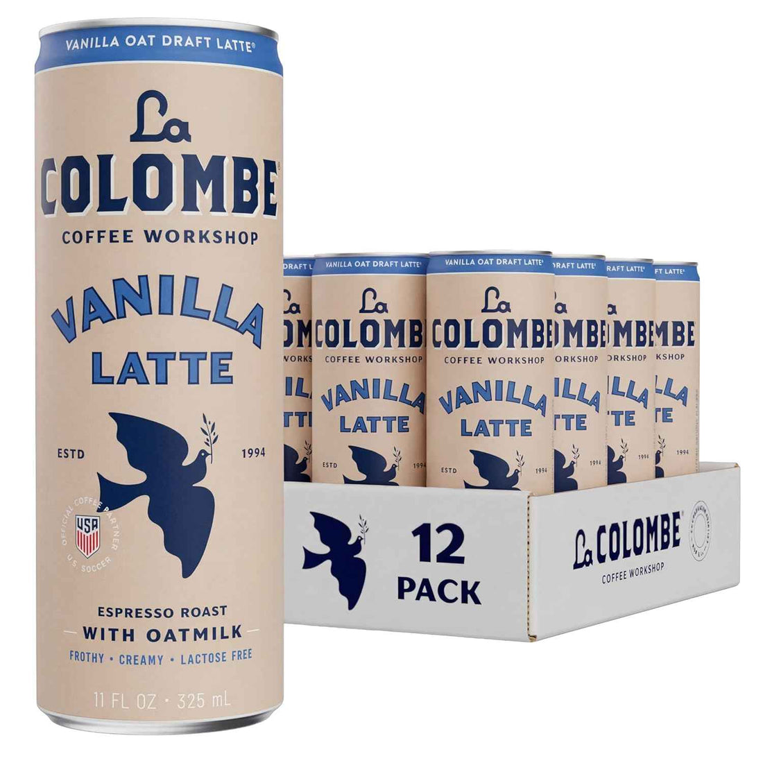 La Colombe Coffee, Oatmilk Vanilla Latte, 11 fl oz Cans (Pack of 12), Coffeehouse Quality Cold Brew, Specialty Grade Coffee Beans, Ready-to-Drink On-the-Go