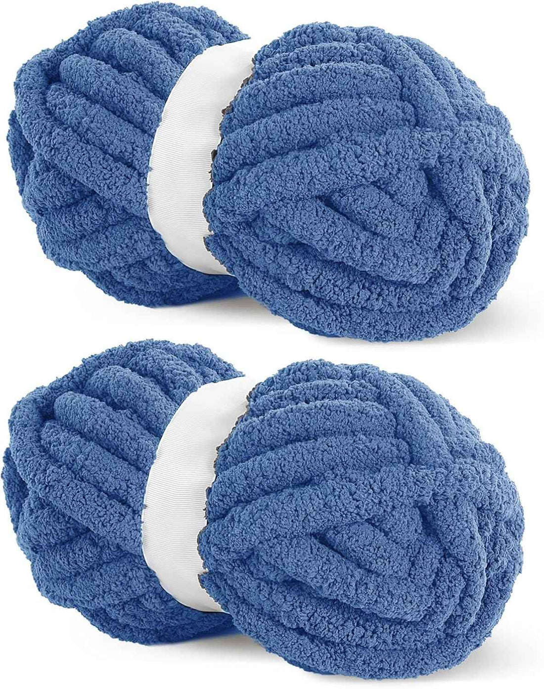 HOMBYS Country Blue Chunky Chenille Yarn for Crocheting and Knitting, Super Bulky Hand Knitting Blanket Yarn, Soft Plush, Jumbo Pack (27 yds, 8 oz Each Skein)