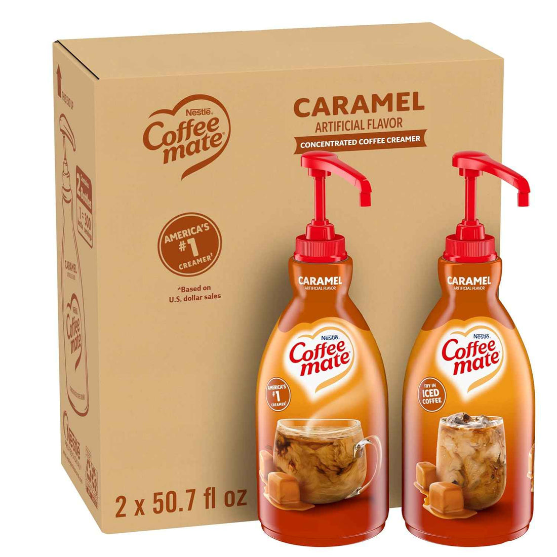Nestle Coffee mate Caramel Non-Dairy Creamer Pump Bottle, 50.7 oz, 2-Pack