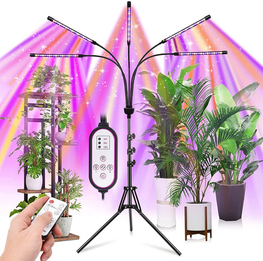 KEELIXIN Grow Lights for Indoor Plants,5 Heads Red Blue White Full Spectrum Plant Light with 15-60" Adjustable Tripod Stand,