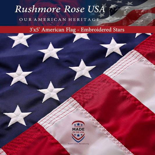 American Flag | American Flags for Outside 3X5 |100% Made in USA Flags - US Flag 3X5 Heavy Duty Outdoor with Embroidered Stars and Sewn Stripes | Flag for Outside - FMAA Certified - PCTechSupply.com