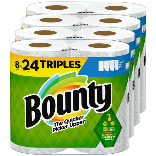 Bounty Select-A-Size Paper Towels, White, 8 Triple Rolls = 24 Regular Rolls Drugstore by Bounty