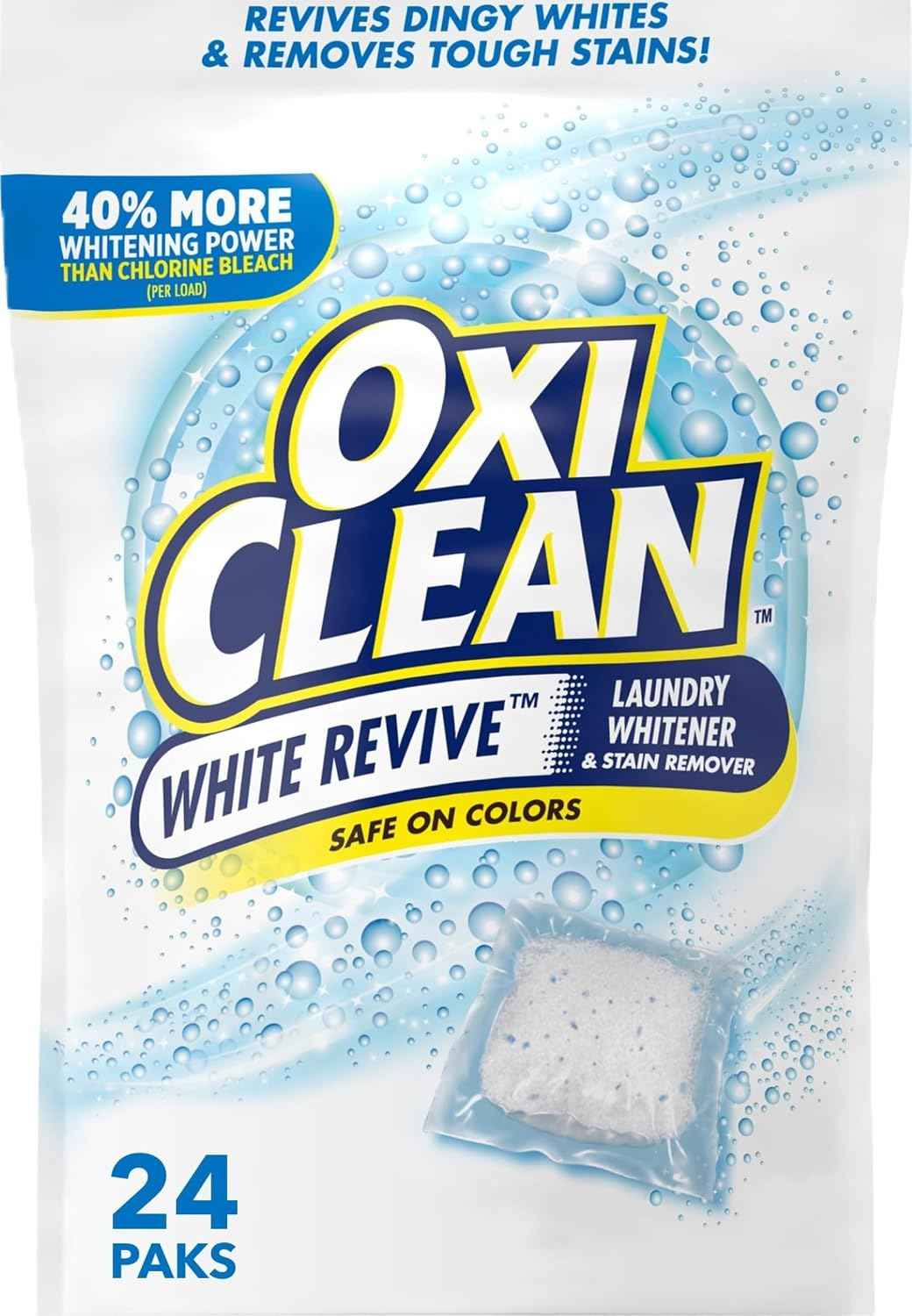 OxiClean White Revive Laundry Whitener & Stain Remover Power Paks, 24 Count