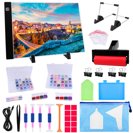 Ratukall 183PCS A4 Diamond Painting Light Pad Kit, Light Board for Diamond Painting Accessories, Tracing Light Box with 5D