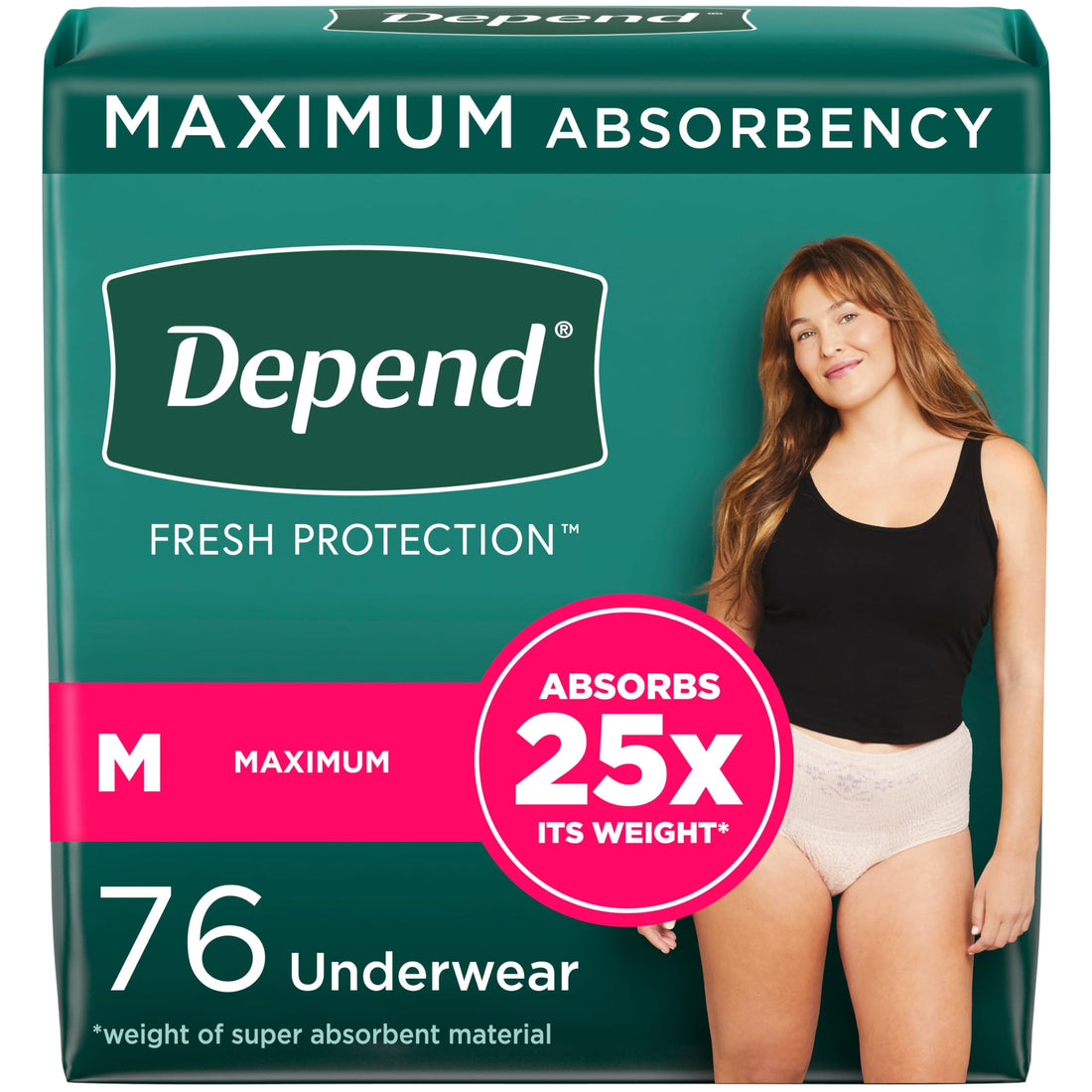 Depend Fresh Protection Adult Incontinence & Postpartum Bladder Leak Underwear for Women, Disposable, Maximum, Medium,